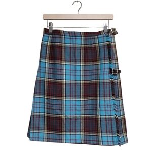 Vintage Moffatt and Kilmahog Tartan Mini Skirt 100% Wool Pleated Scotland
